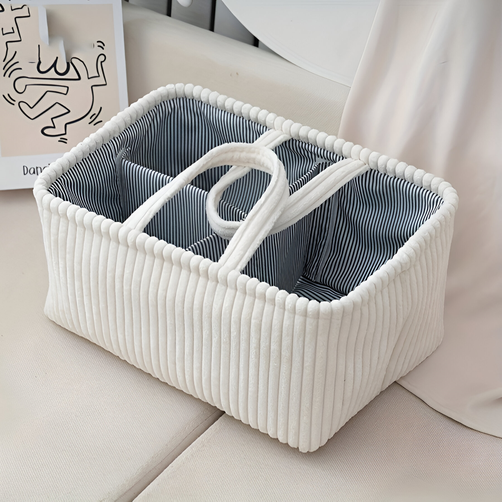 Panier de rangement avec compartiments pour couches et articles pour bébé