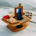 Table de pique-nique pliante en bois portable avec compartiments à collations pour une utilisation en extérieur