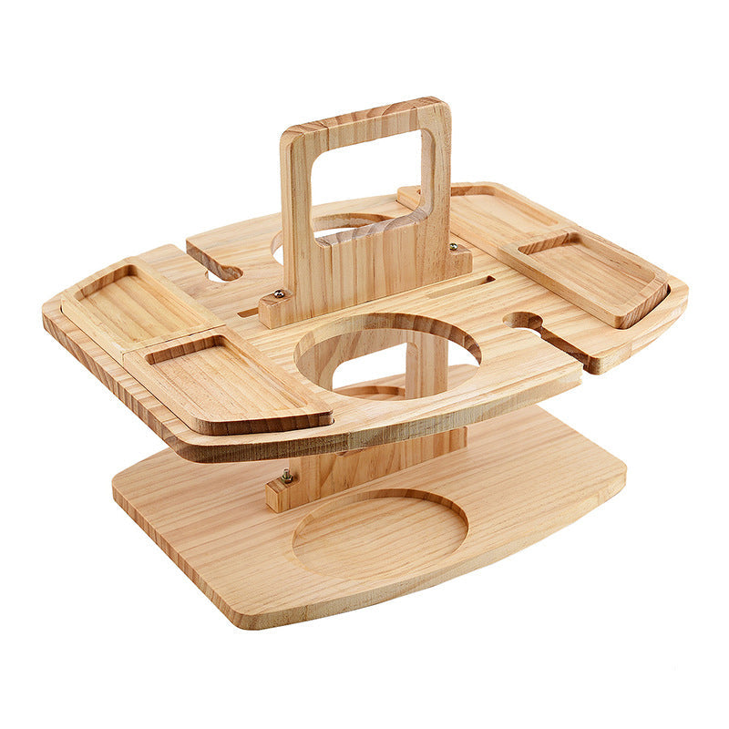 Table de pique-nique pliante en bois portable avec compartiments à collations pour une utilisation en extérieur