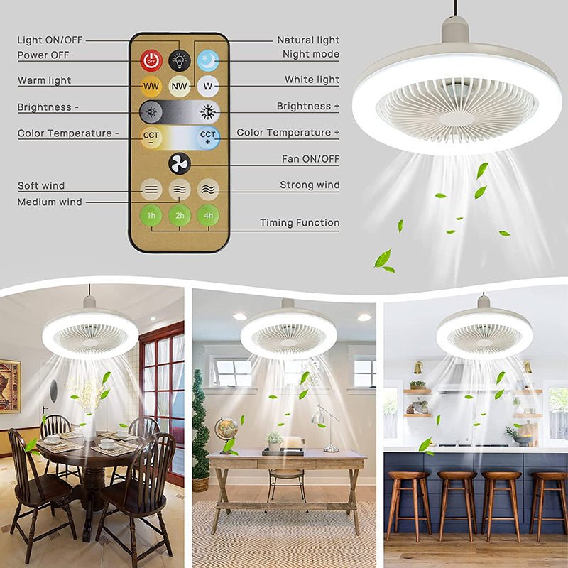 Ventilateur de plafond LED avec télécommande – installation facile sur douille E27