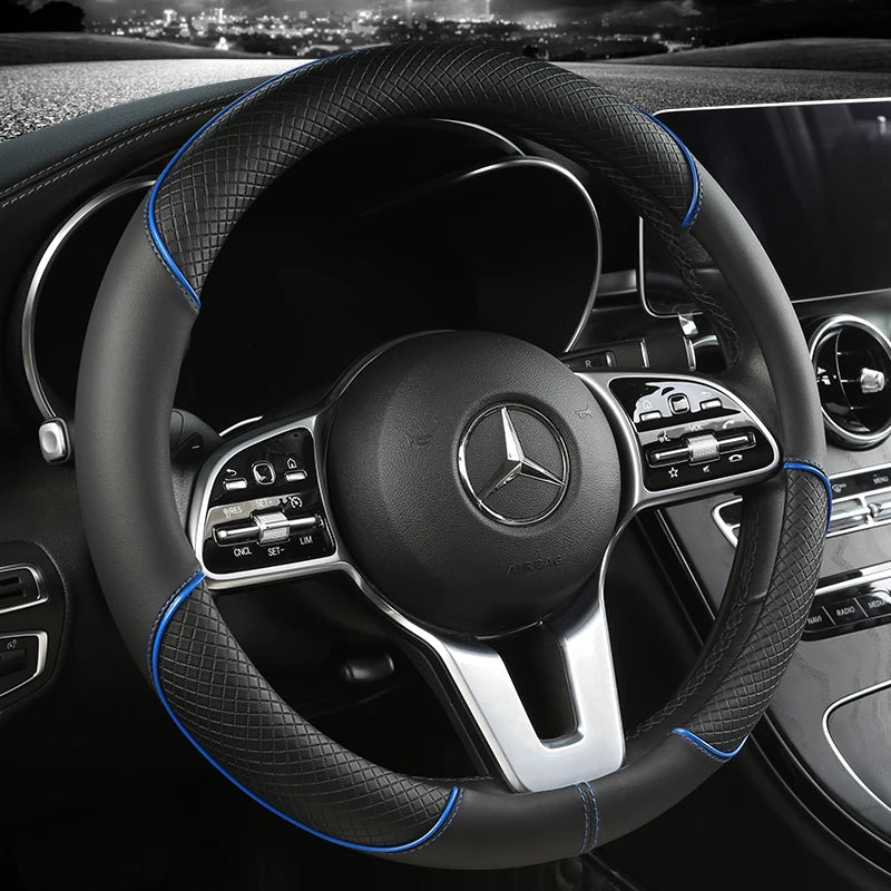 ROADLUX - Housse de volant en cuir synthétique premium conçue avec une texture anti-glissement en diamant pour un confort de conduite et un contrôle améliorés