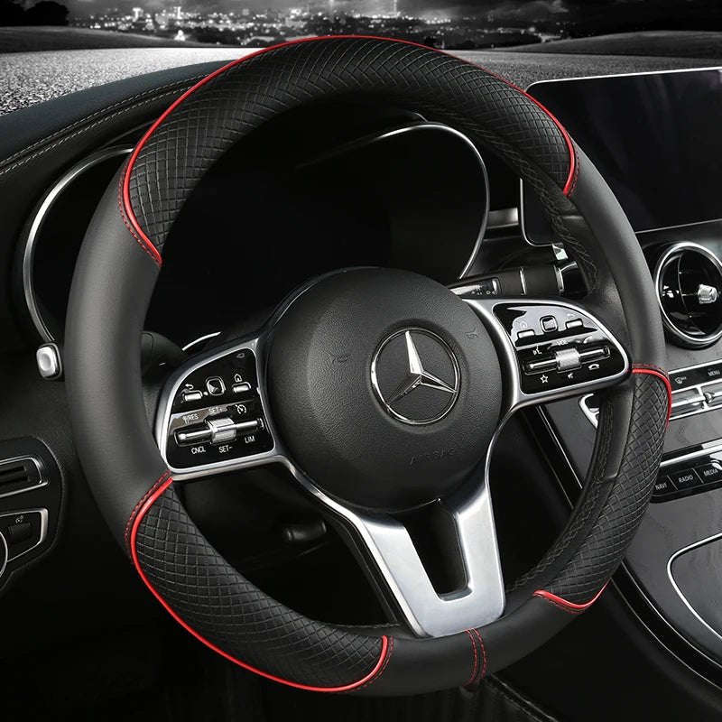 ROADLUX - Housse de volant en cuir synthétique premium conçue avec une texture anti-glissement en diamant pour un confort de conduite et un contrôle améliorés
