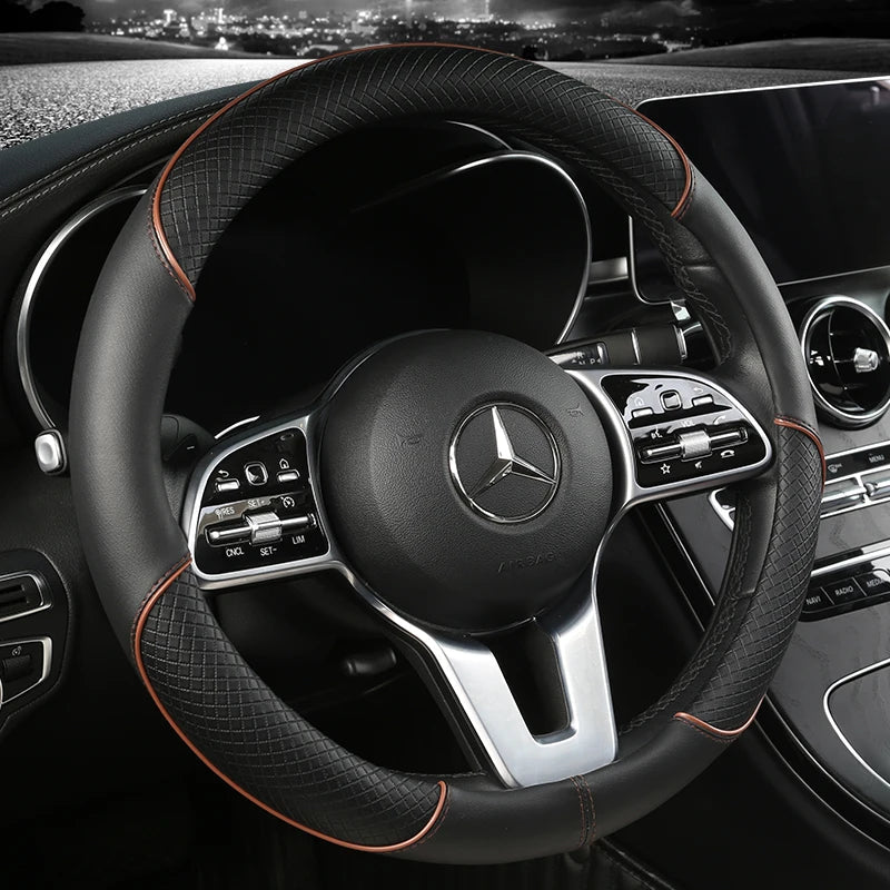 ROADLUX - Housse de volant en cuir synthétique premium conçue avec une texture anti-glissement en diamant pour un confort de conduite et un contrôle améliorés