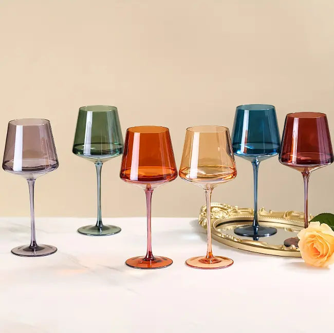 LuxeSip™ | Verres à vin en cristal Prisma - Set de 6 pièces