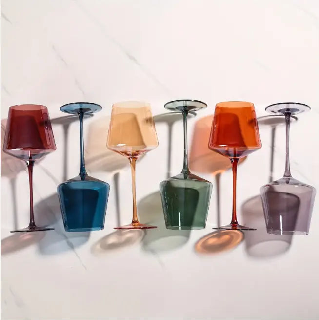 LuxeSip™ | Verres à vin en cristal Prisma - Set de 6 pièces