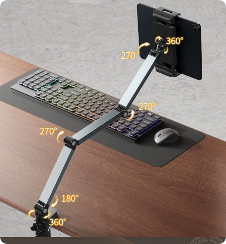 Support réglable en aluminium pour tablette avec rotation à 360° – Movaro