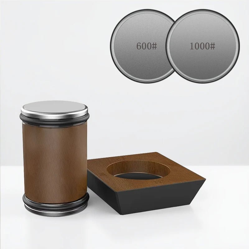 DIASHARP – Ensemble de aiguiseur de couteaux roulant avec meule en diamant et plateforme en bois