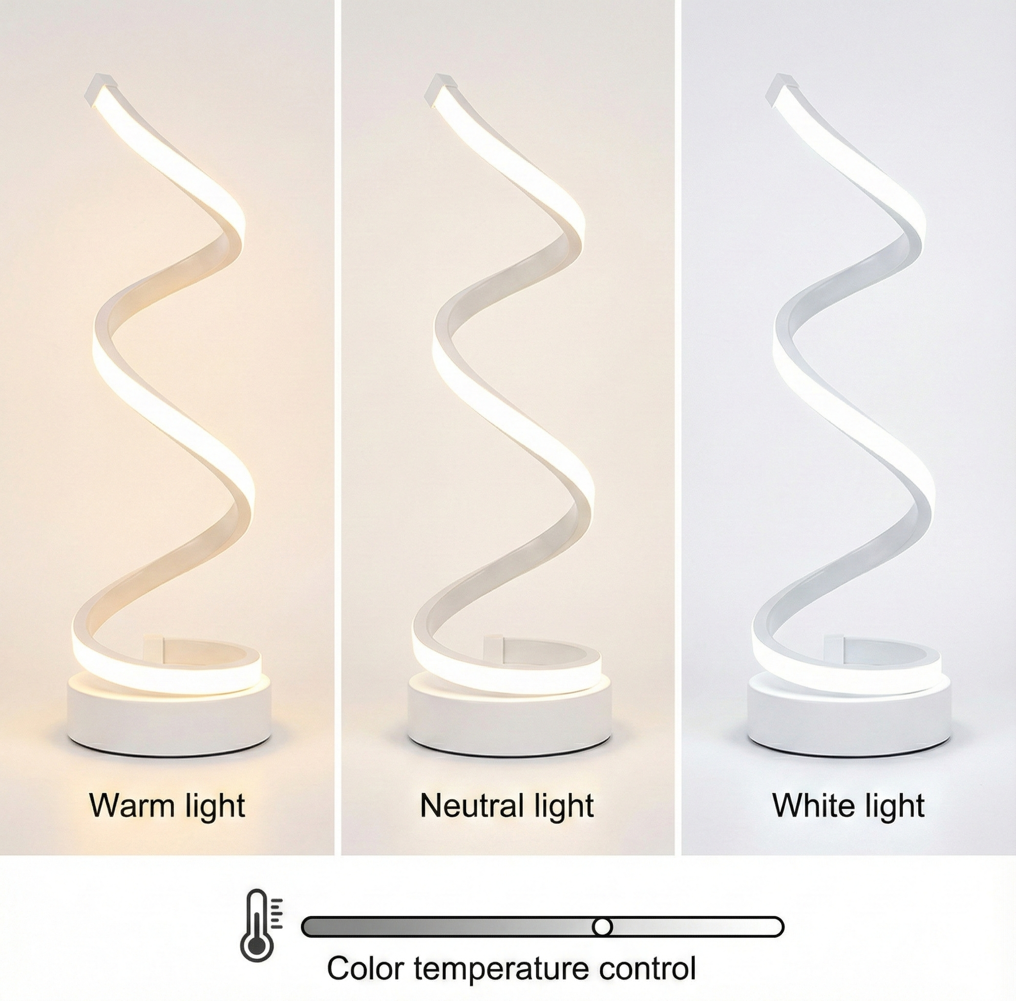 Radiant Curve - Lampe de table LED en forme de spirale avec contrôle tactile