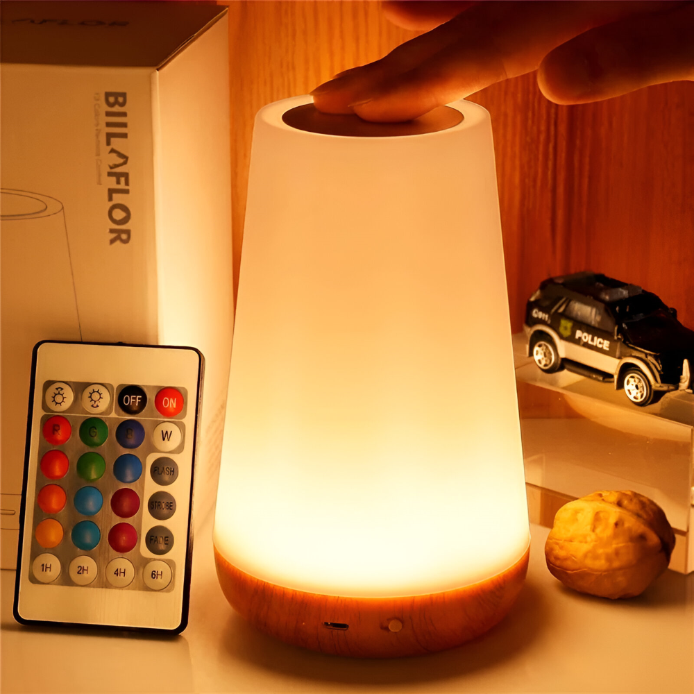 Lampe de Table LED RGB Rechargeable avec Télécommande - 13 Couleurs Changeantes Lampe de Table Sans Fil