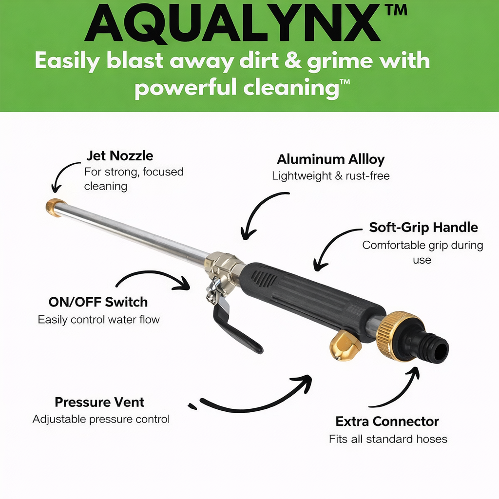 Accessoire de nettoyage | Jet d'eau puissant | Buse réglable | Aqualynx