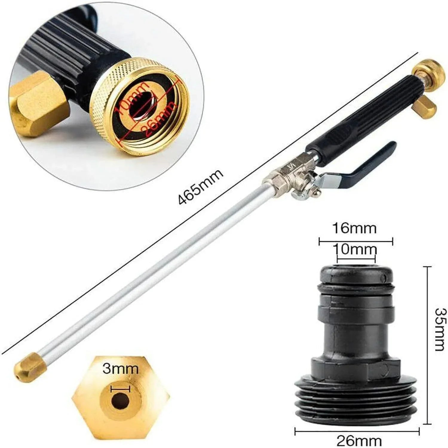 Accessoire de nettoyage | Jet d'eau puissant | Buse réglable | Aqualynx