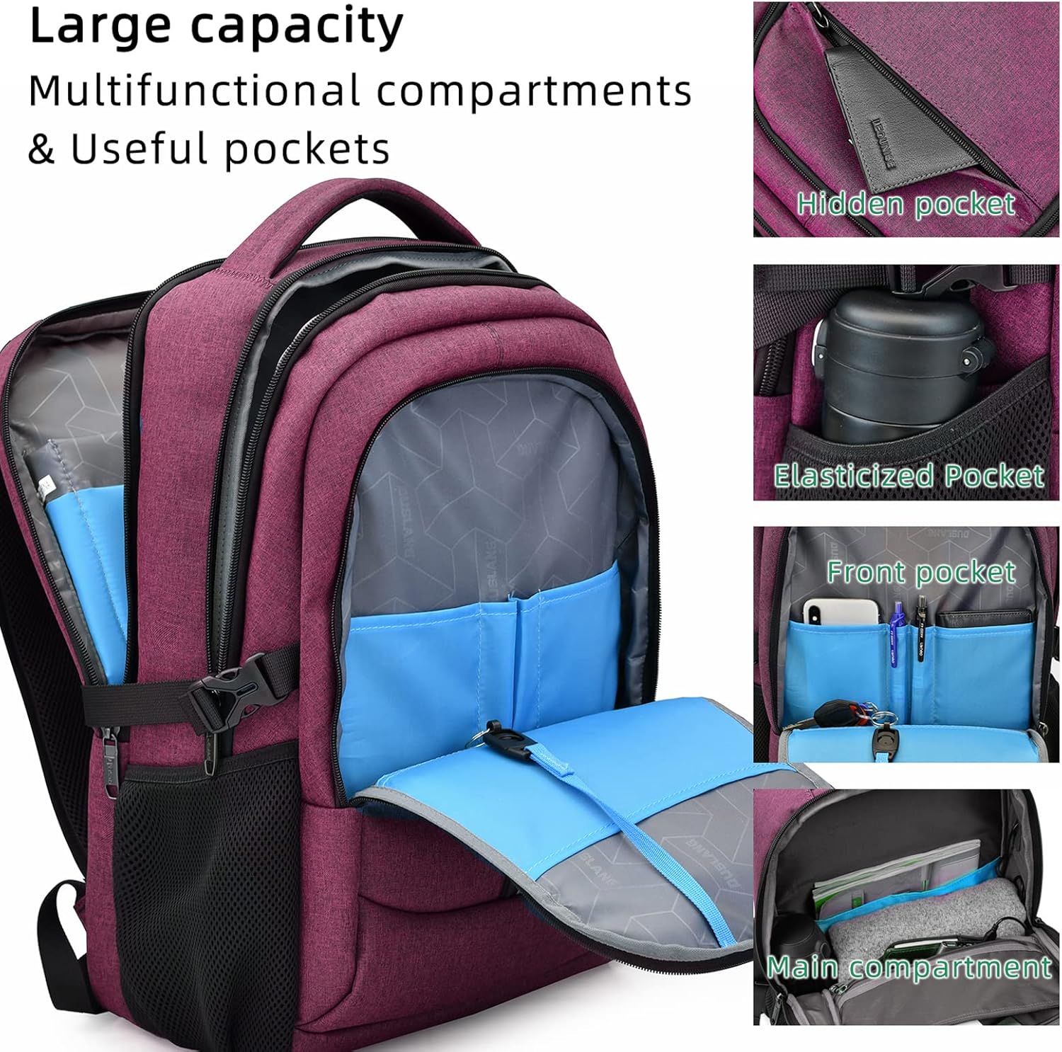 Sac à dos de voyage pour ordinateur portable étanche | Antivol | Voyage étanche | PackSmart