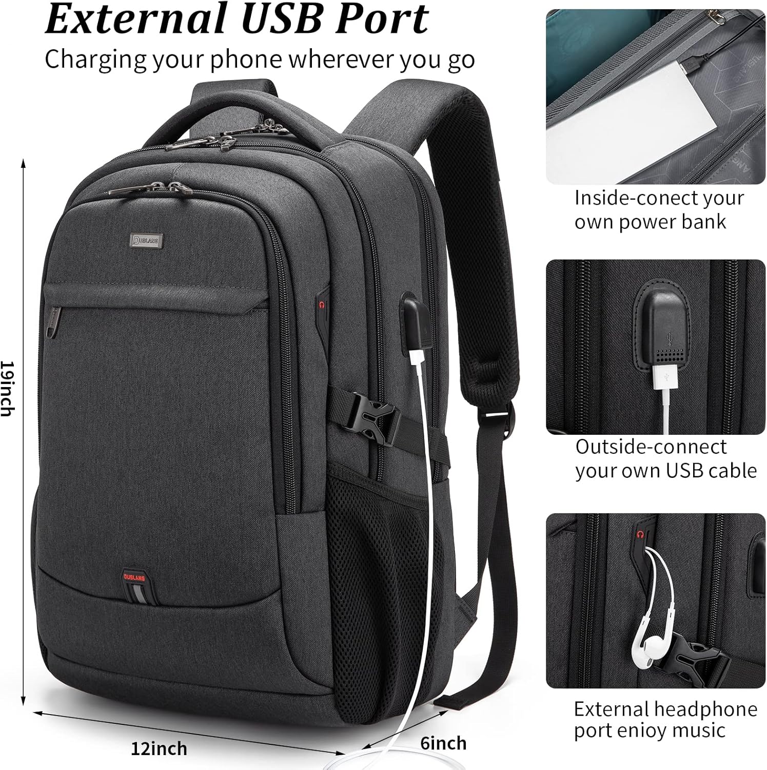 Sac à dos de voyage pour ordinateur portable étanche | Antivol | Voyage étanche | PackSmart