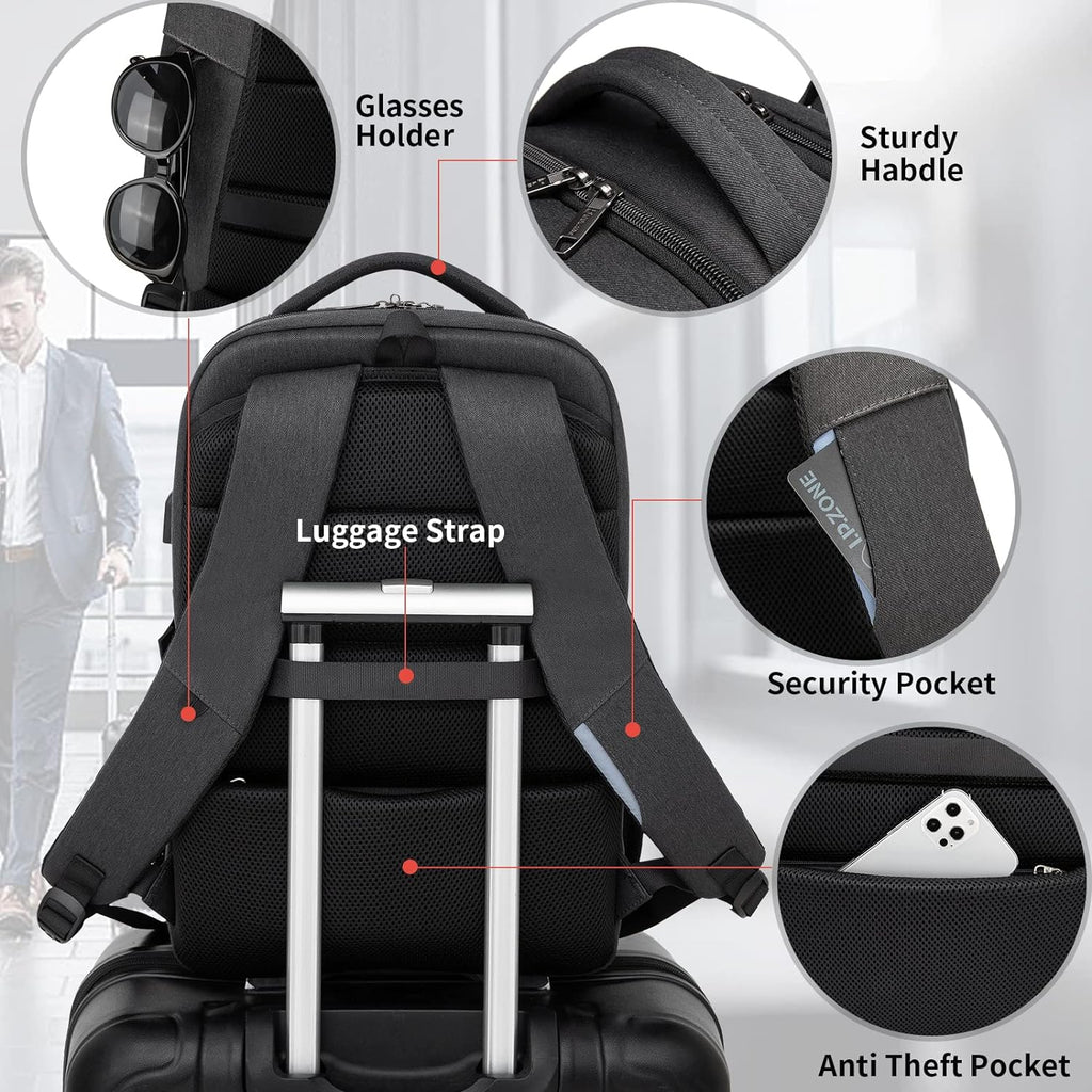 Sac à dos de voyage pour ordinateur portable étanche | Antivol | Voyage étanche | PackSmart