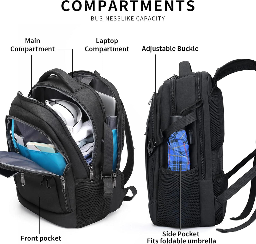 Sac à dos de voyage pour ordinateur portable étanche | Antivol | Voyage étanche | PackSmart