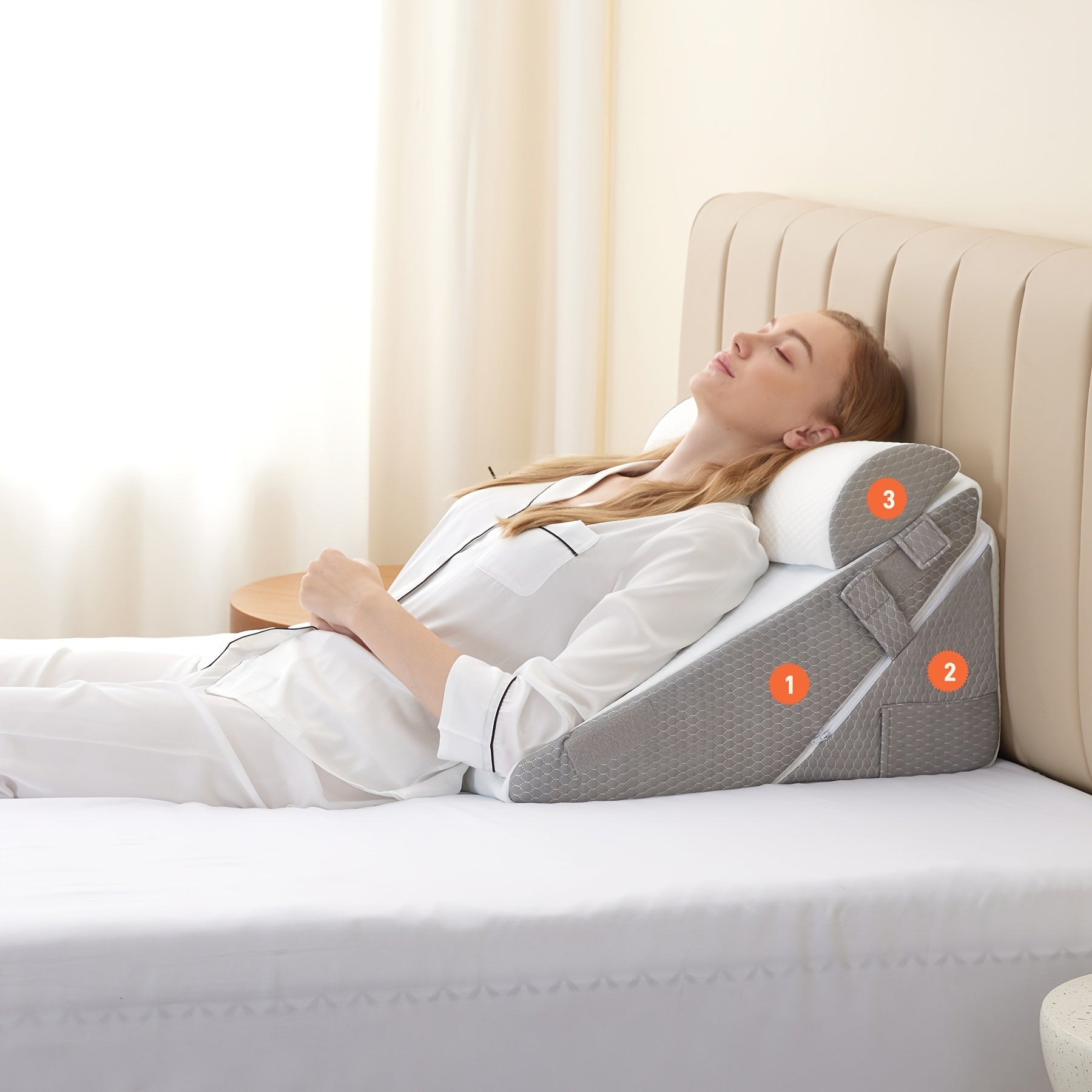 SLEEPLUXE - Oreiller Wedge Réglable pour Confort, Soutien & Élévation des Jambes