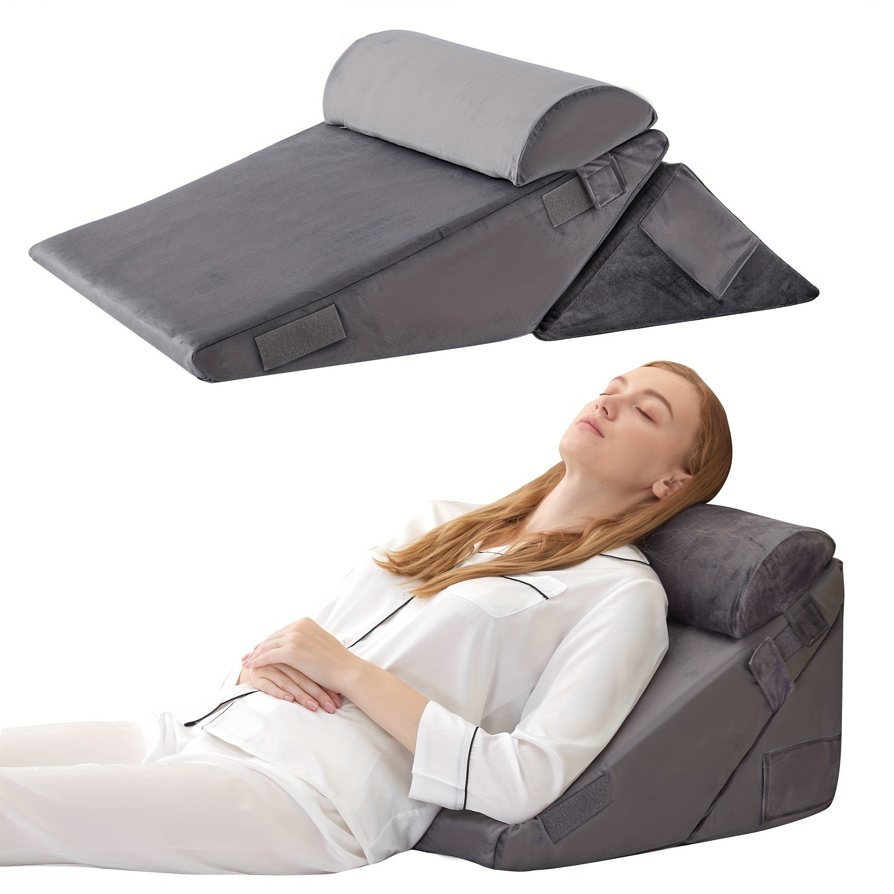 SLEEPLUXE - Oreiller Wedge Réglable pour Confort, Soutien & Élévation des Jambes