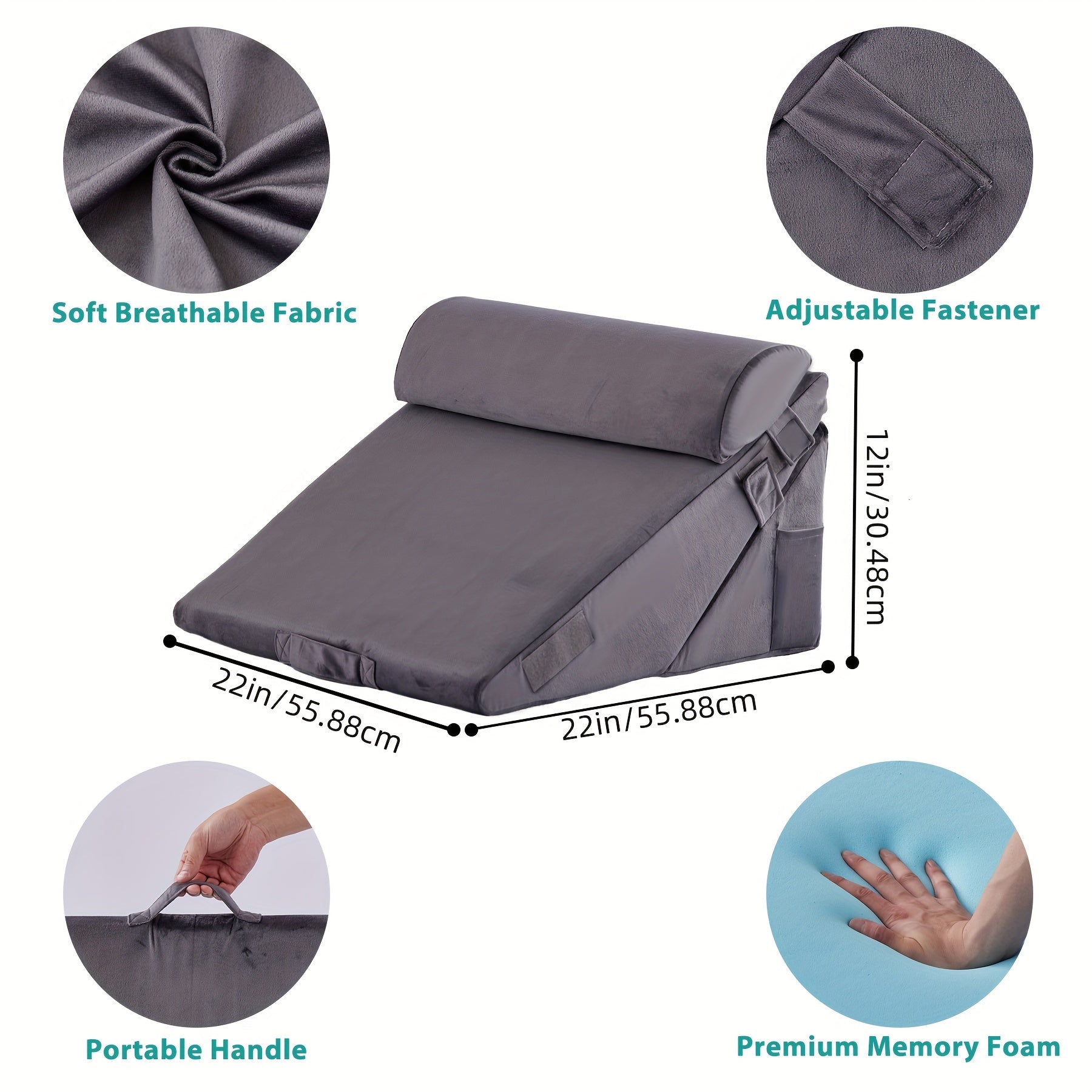 SLEEPLUXE - Oreiller Wedge Réglable pour Confort, Soutien & Élévation des Jambes