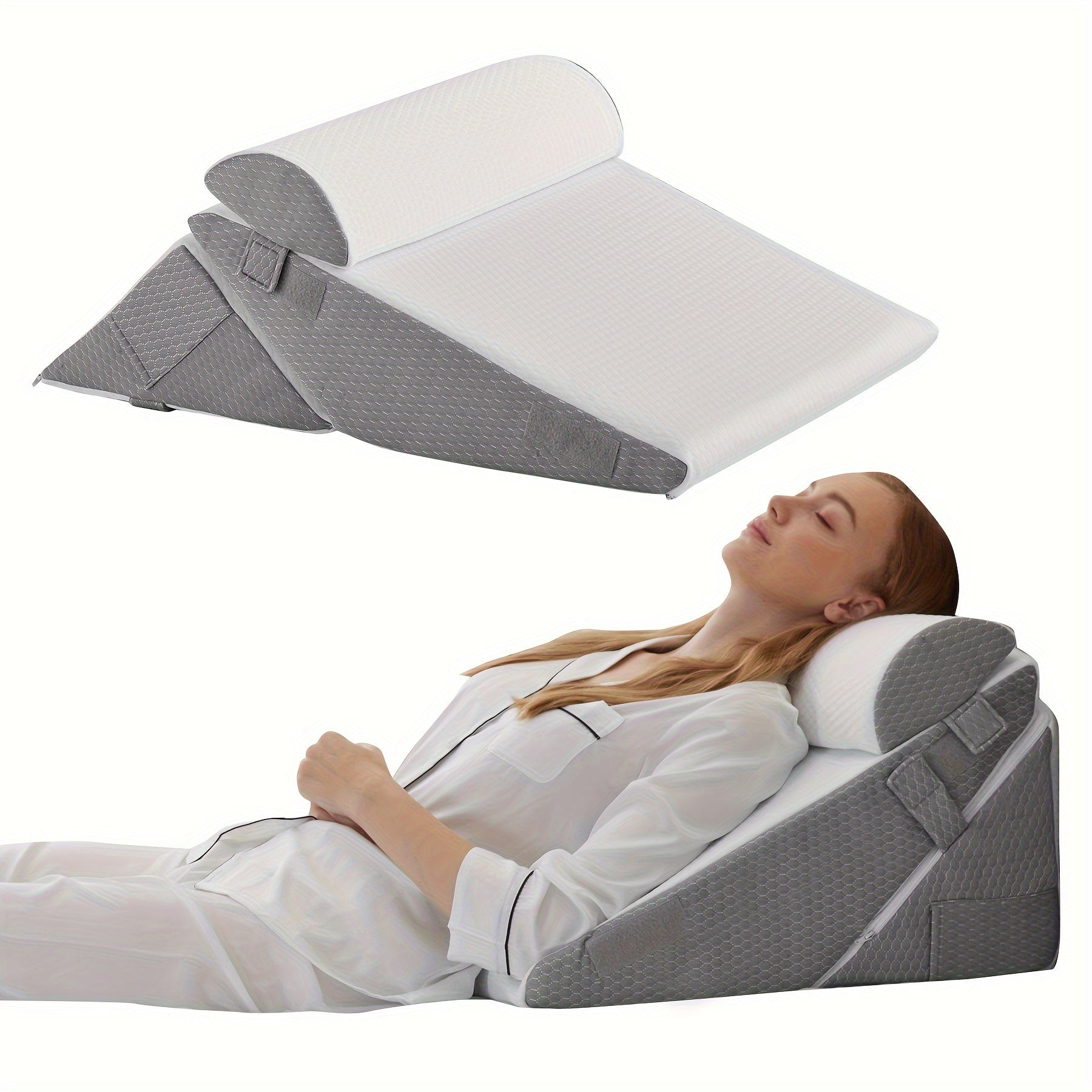 SLEEPLUXE - Oreiller Wedge Réglable pour Confort, Soutien & Élévation des Jambes