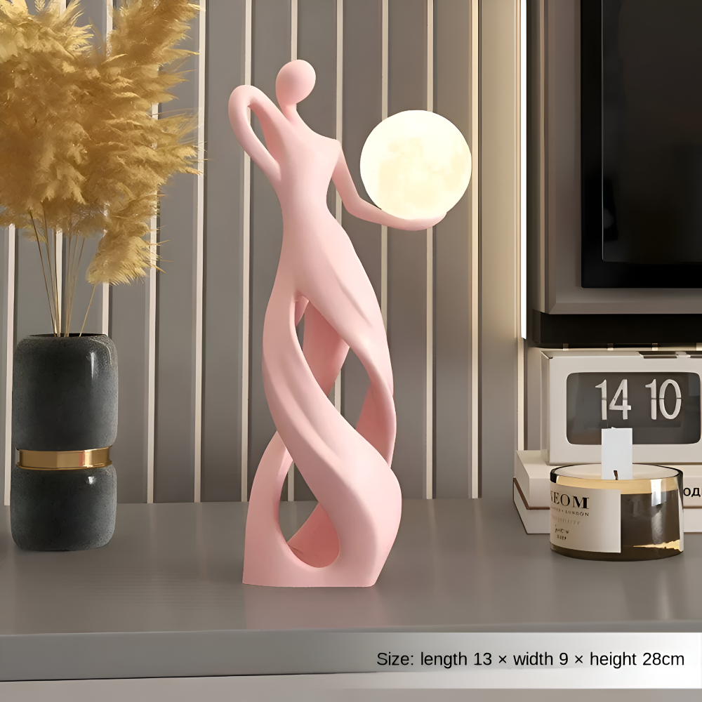 Lampe figurative décorative au design abstrait – sculpture moderne avec éclairage chaud