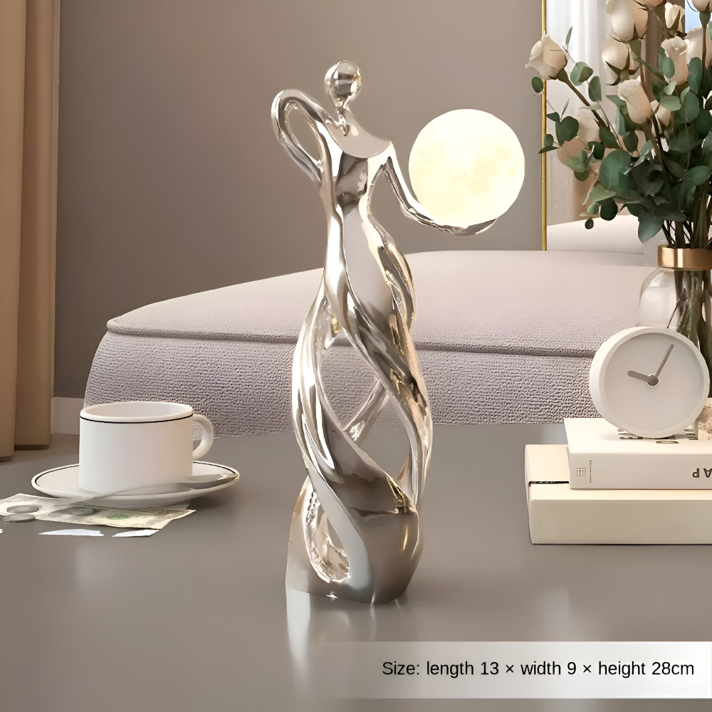 Lampe figurative décorative au design abstrait – sculpture moderne avec éclairage chaud