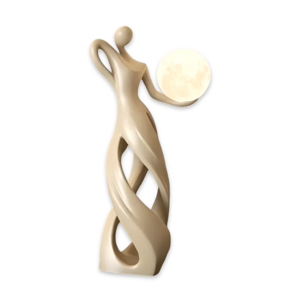 Lampe figurative décorative au design abstrait – sculpture moderne avec éclairage chaud