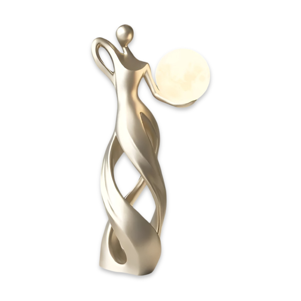 Lampe figurative décorative au design abstrait – sculpture moderne avec éclairage chaud
