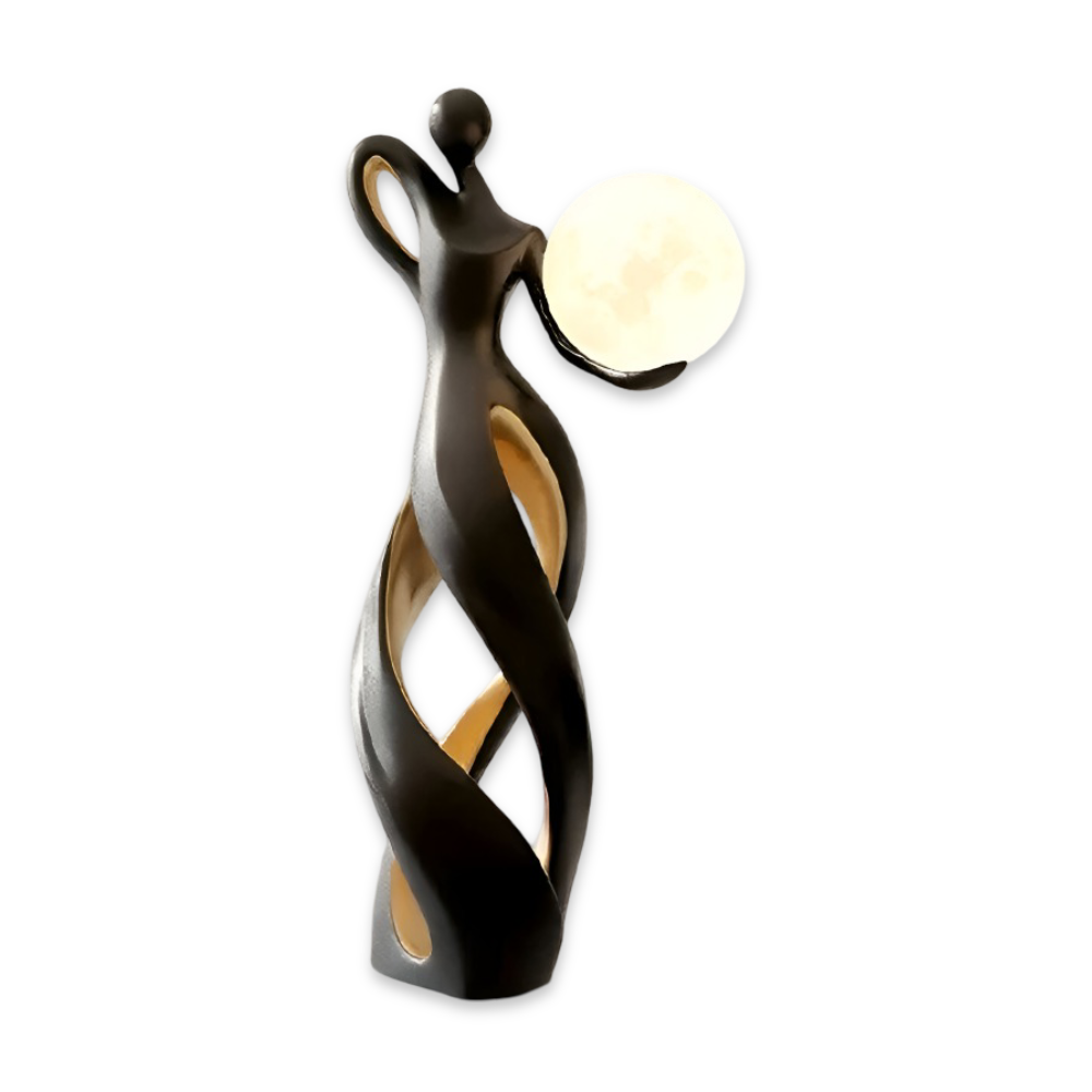 Lampe figurative décorative au design abstrait – sculpture moderne avec éclairage chaud