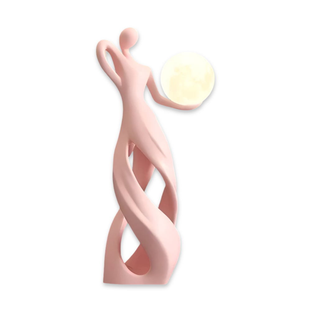 Lampe figurative décorative au design abstrait – sculpture moderne avec éclairage chaud