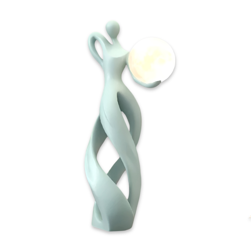 Lampe figurative décorative au design abstrait – sculpture moderne avec éclairage chaud
