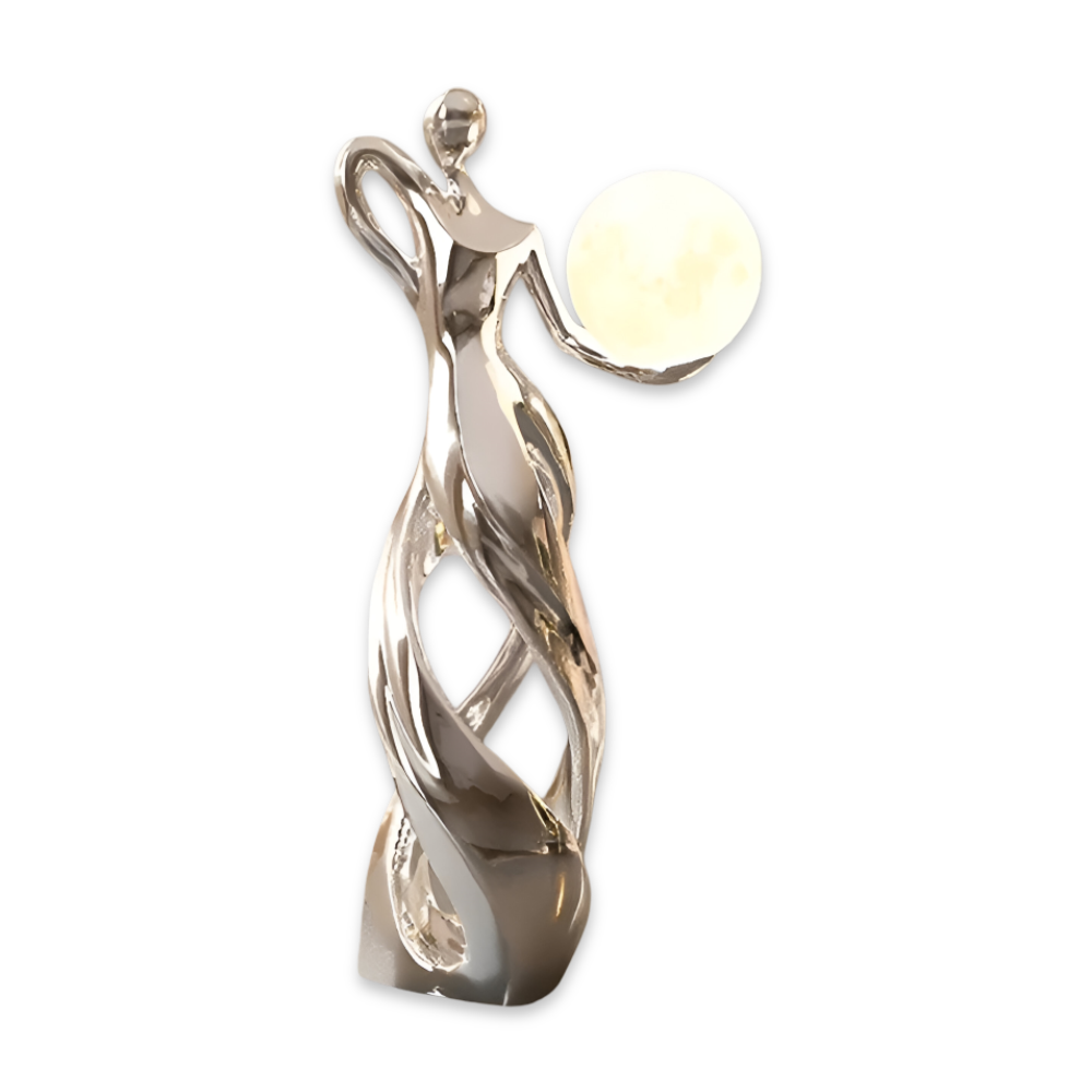 Lampe figurative décorative au design abstrait – sculpture moderne avec éclairage chaud
