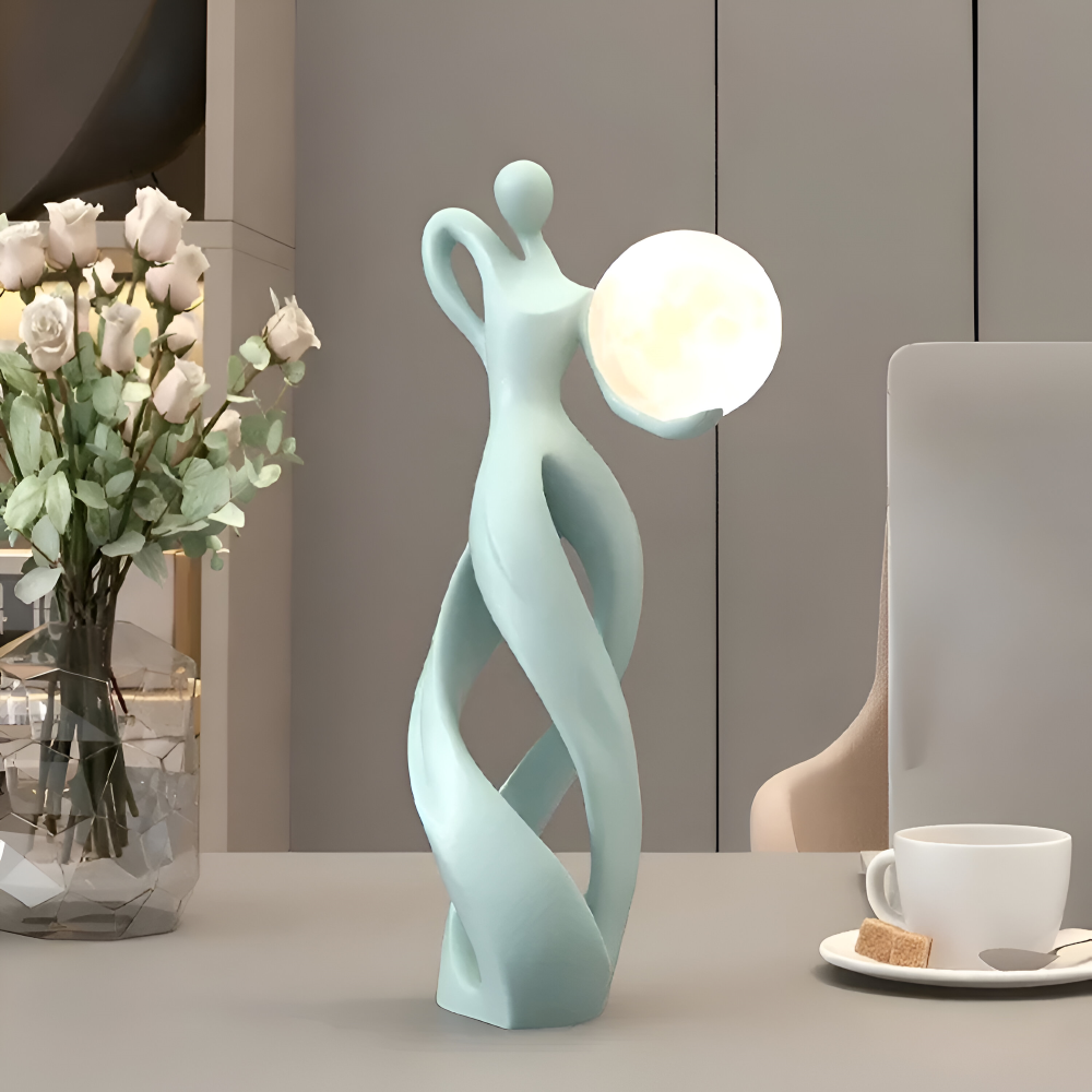 Lampe figurative décorative au design abstrait – sculpture moderne avec éclairage chaud
