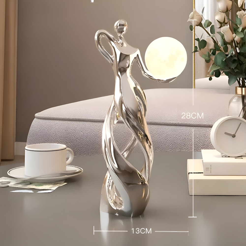 Lampe figurative décorative au design abstrait – sculpture moderne avec éclairage chaud