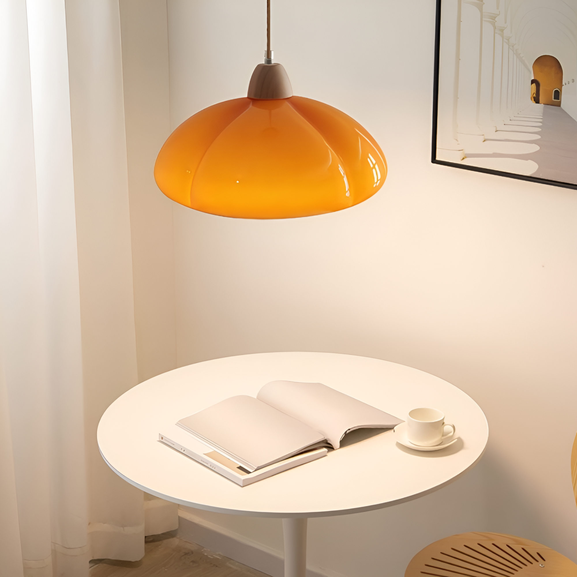 Suspension en verre et bois – lampe rétro au design nordique