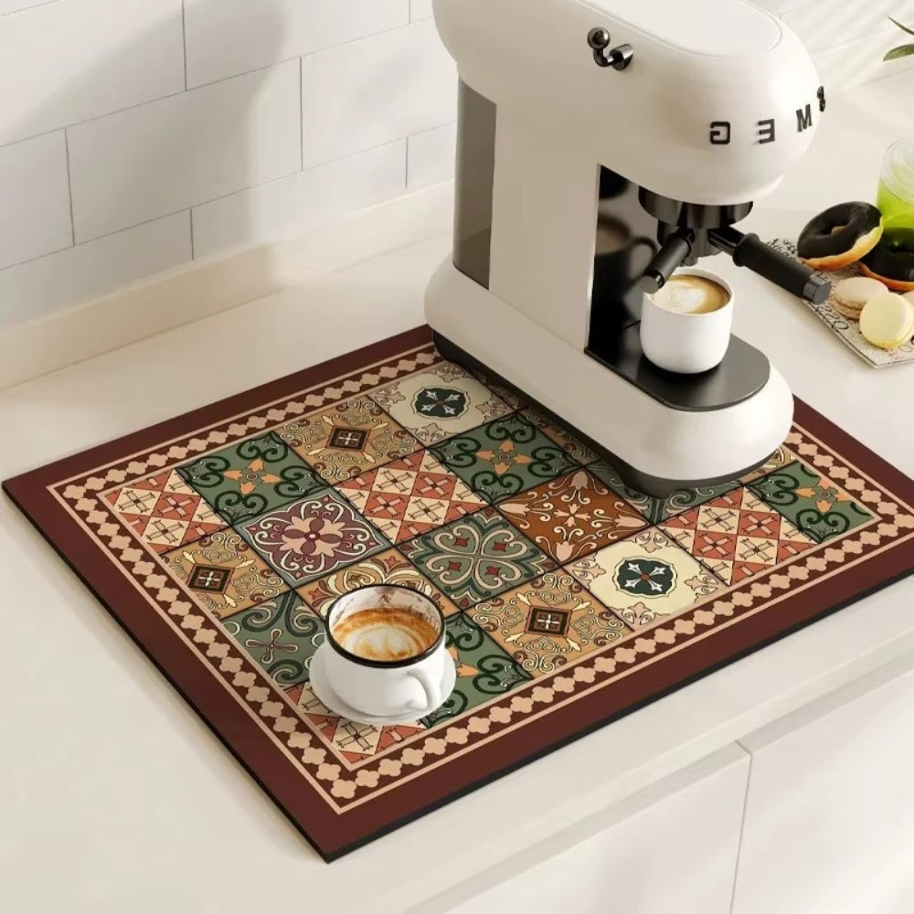 TILEDRIP – Tapis à café rétro absorbant pour le contrôle des déversements