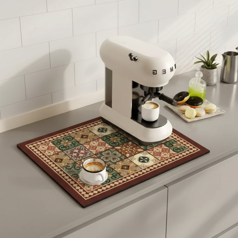 TILEDRIP – Tapis à café rétro absorbant pour le contrôle des déversements