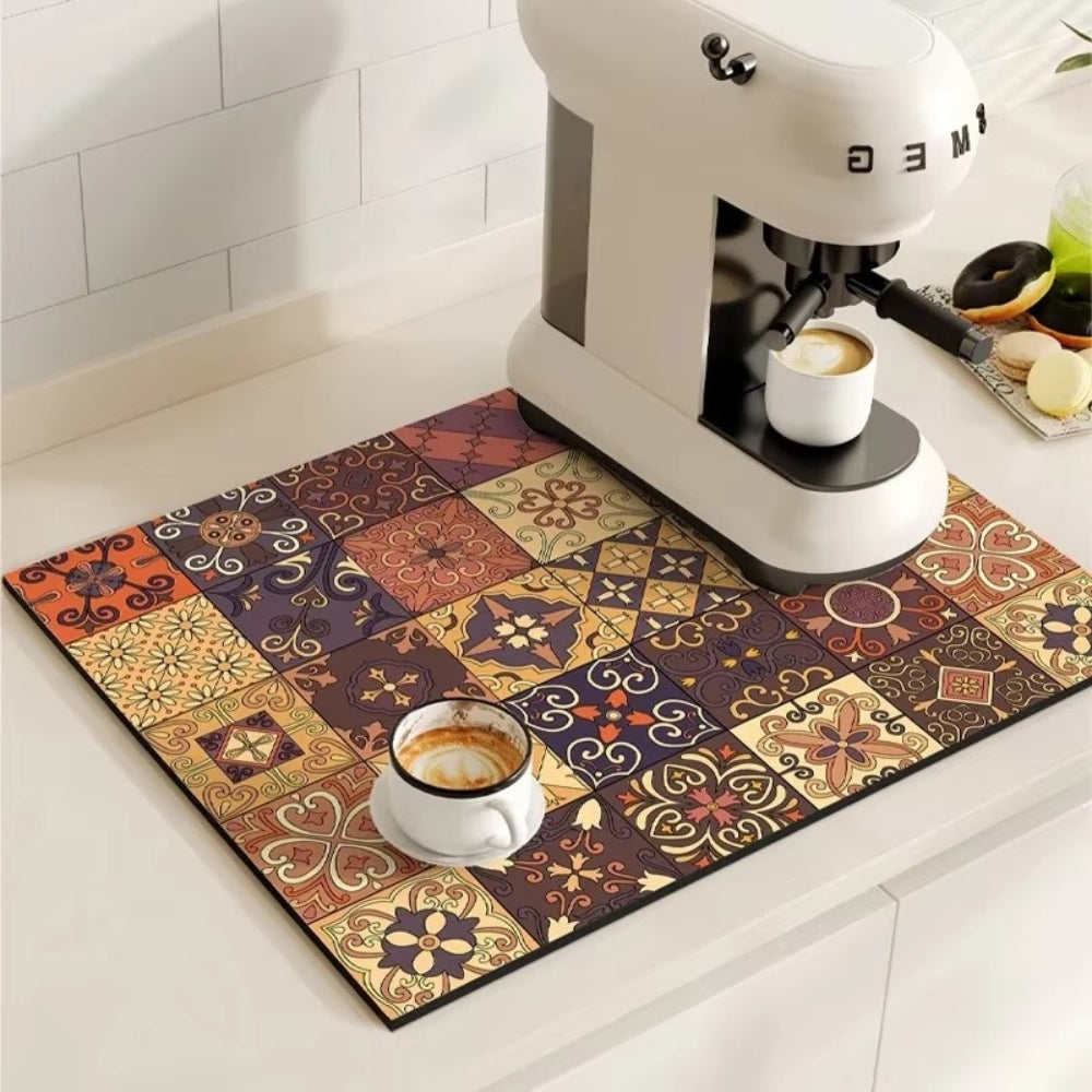 TILEDRIP – Tapis à café rétro absorbant pour le contrôle des déversements