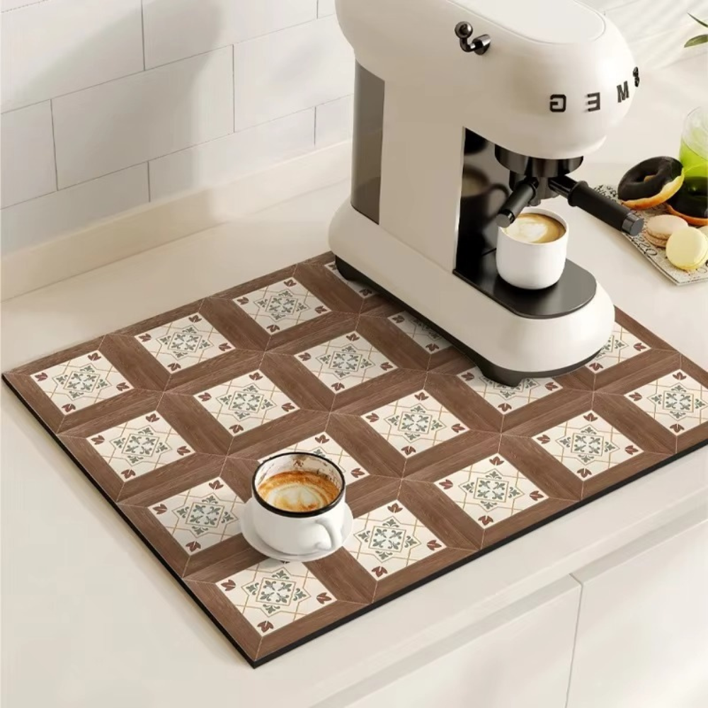 TILEDRIP – Tapis à café rétro absorbant pour le contrôle des déversements