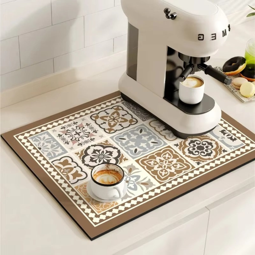 TILEDRIP – Tapis à café rétro absorbant pour le contrôle des déversements
