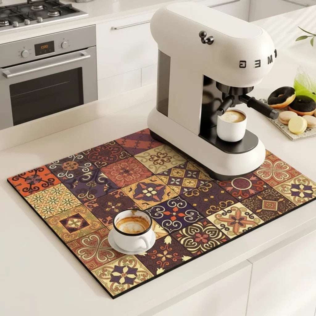 TILEDRIP – Tapis à café rétro absorbant pour le contrôle des déversements
