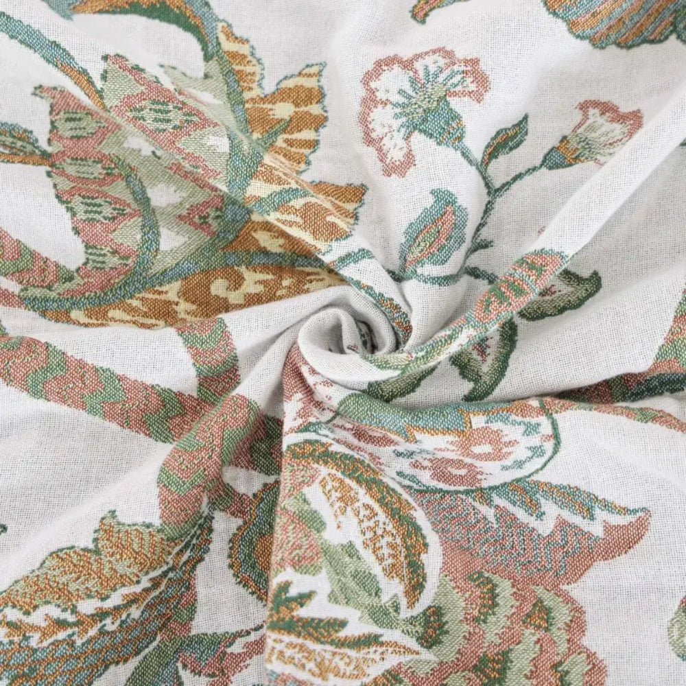 Couverture en Coton à Franges Floral Reverie