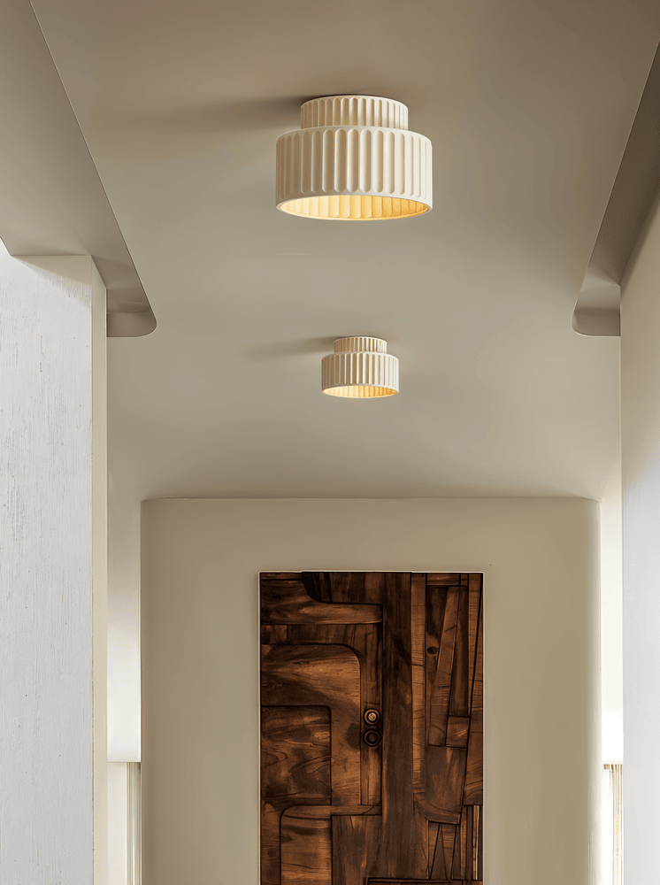 Ribello – Lampe de Plafond Blanche en Résine avec Design Rainuré