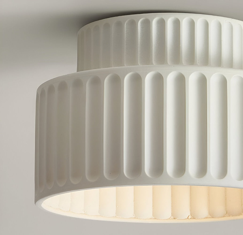 Ribello – Lampe de Plafond Blanche en Résine avec Design Rainuré