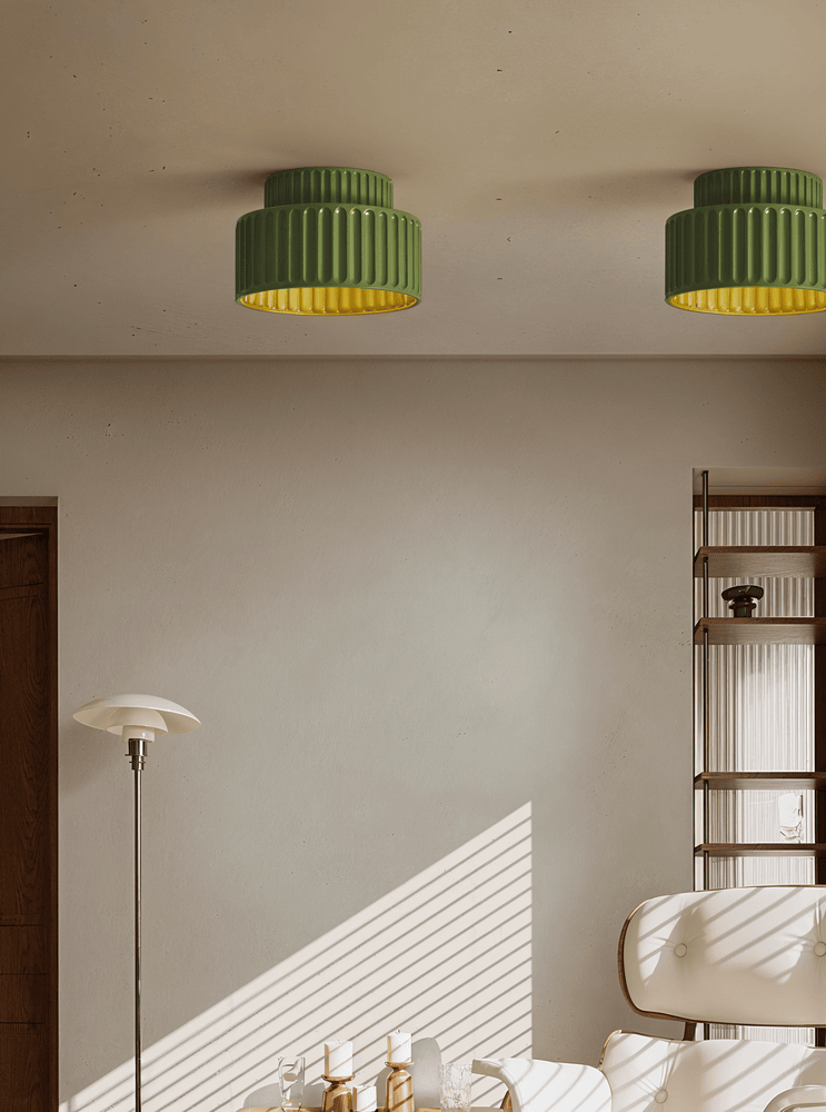 Ribello – Lampe de Plafond Blanche en Résine avec Design Rainuré