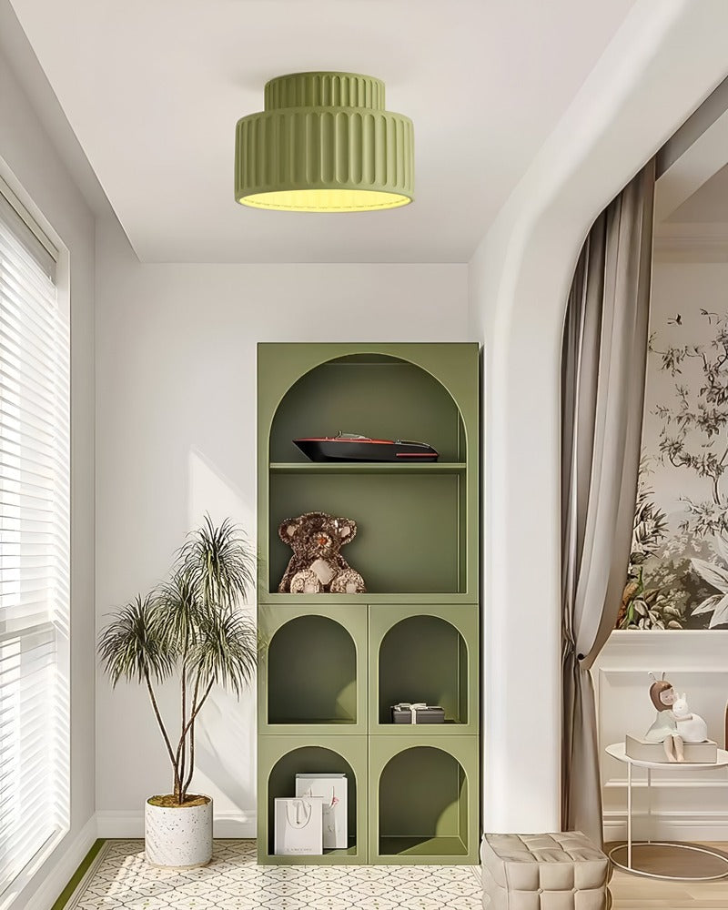 Ribello – Lampe de Plafond Blanche en Résine avec Design Rainuré