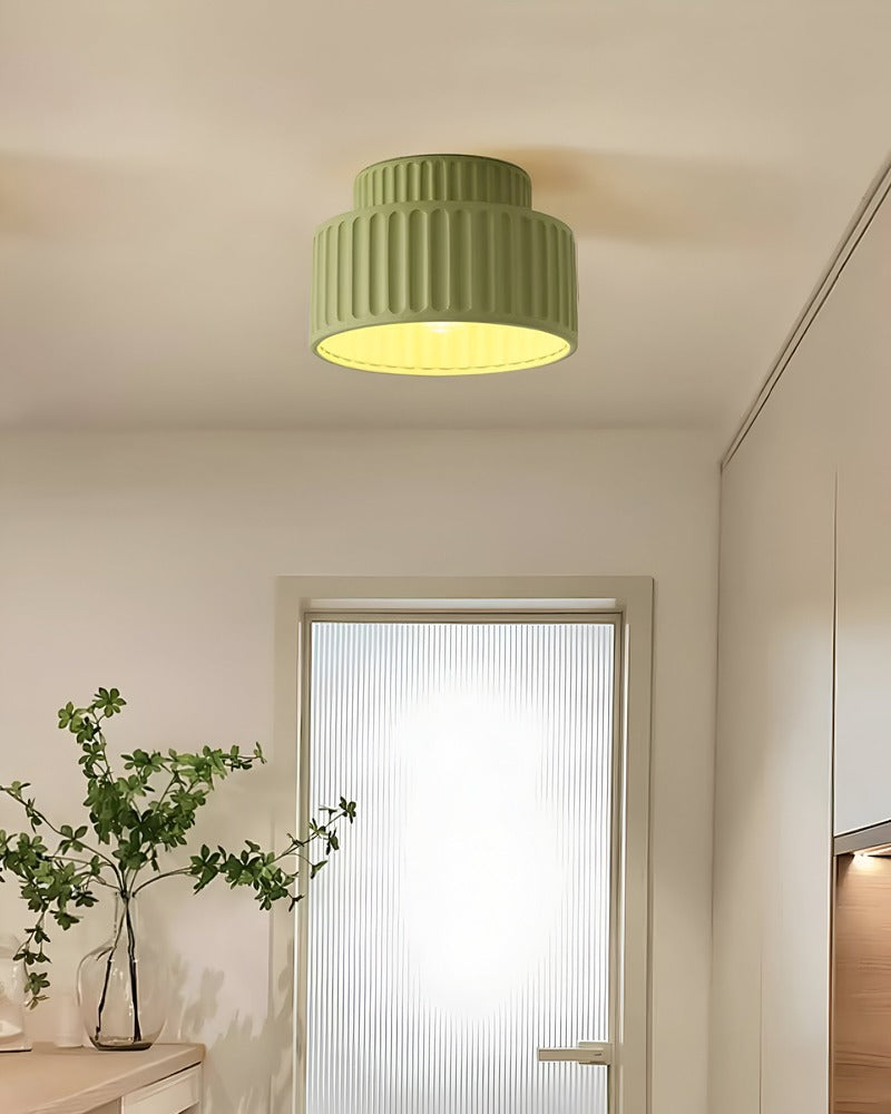 Ribello – Lampe de Plafond Blanche en Résine avec Design Rainuré