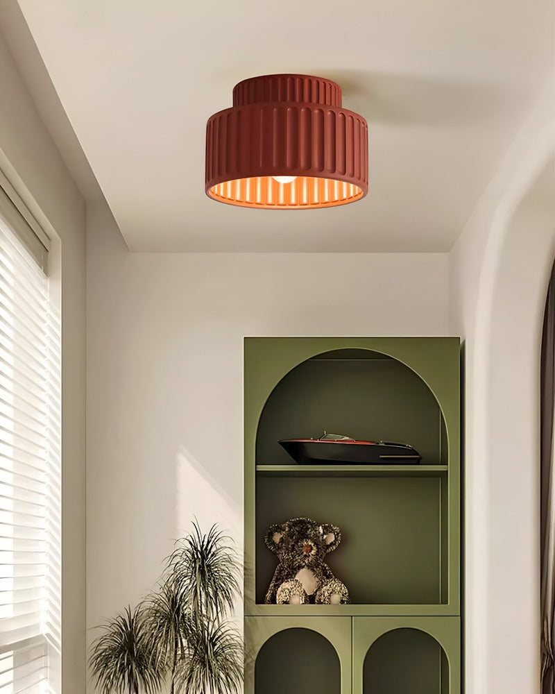 Ribello – Lampe de Plafond Blanche en Résine avec Design Rainuré