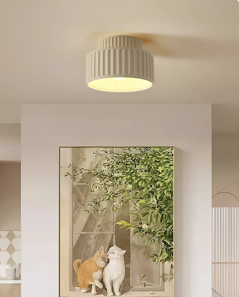 Ribello – Lampe de Plafond Blanche en Résine avec Design Rainuré