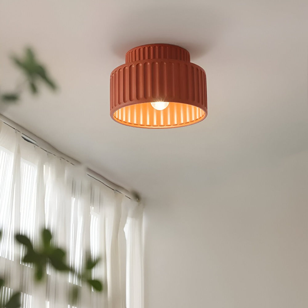 Ribello – Lampe de Plafond Blanche en Résine avec Design Rainuré