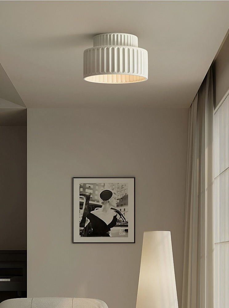 Ribello – Lampe de Plafond Blanche en Résine avec Design Rainuré